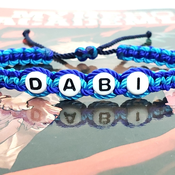 MHA Dabi name bracelet, blue color braided wristband, adjustable - Picture 1 of 5